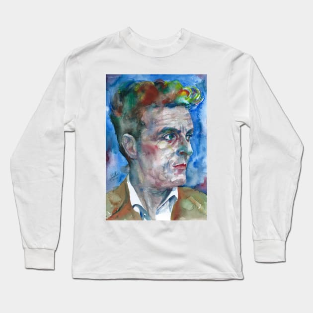 LUDWIG WITTGENSTEIN watercolor portrait .7 Long Sleeve T-Shirt by lautir